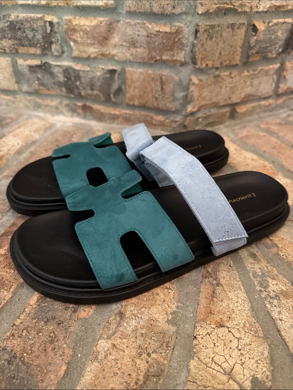 LEMONADE VALERIE Women's  Blue/Teal Suede Slide Sandals - Size 11